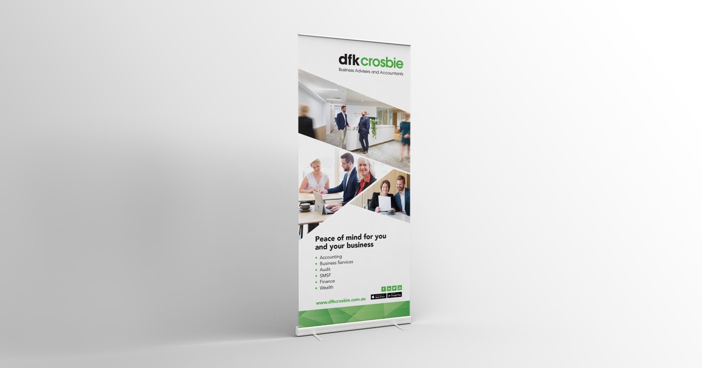 DFK Crosbie Business Advisers and Accountants Logo Design and Pull Up Banner