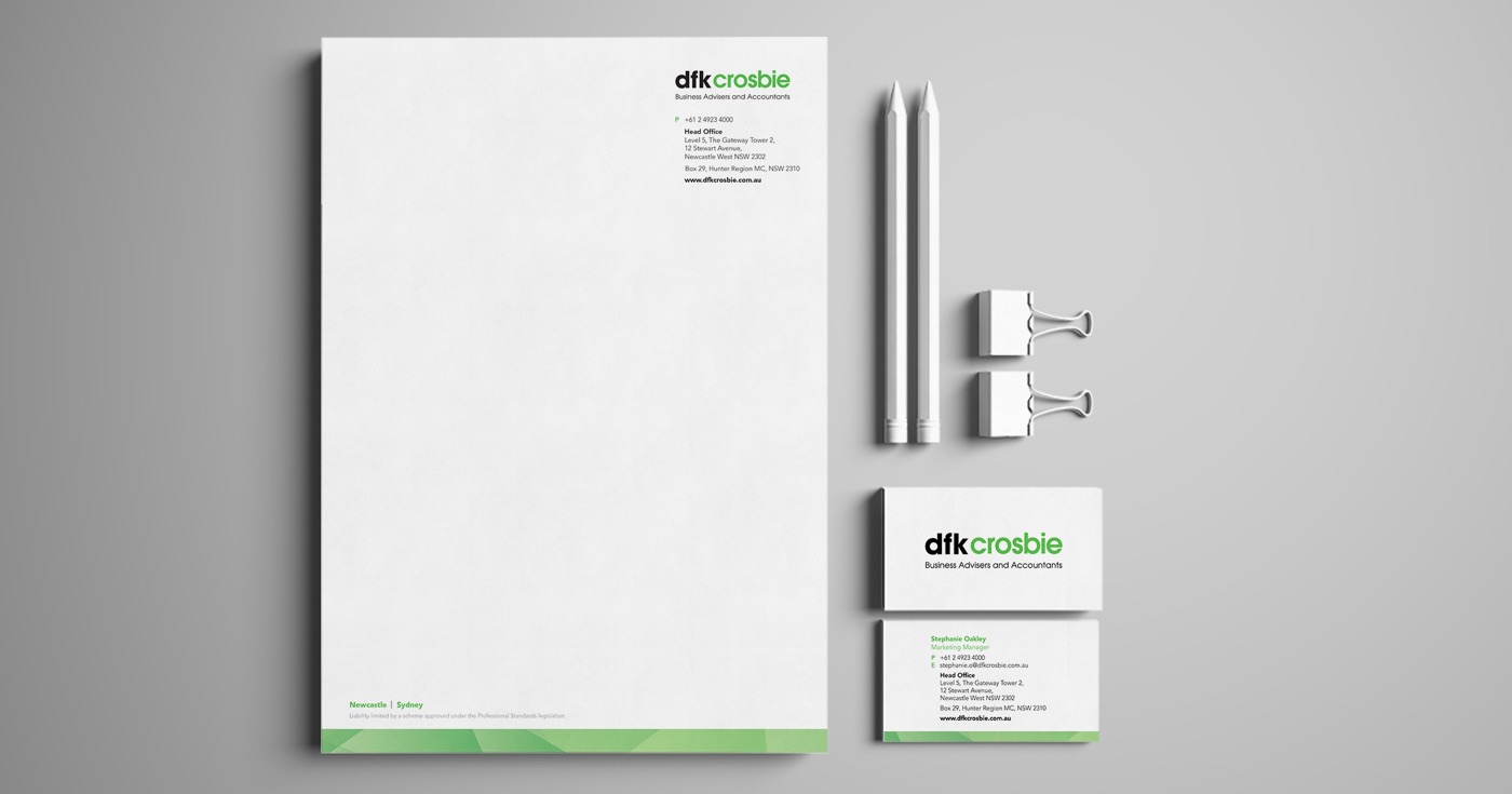 DFK Crosbie Business Advisers and Accountants Logo Design and Stationery